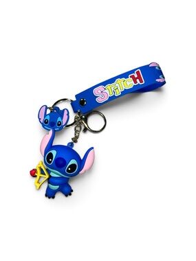 Stitch Blue Silicone Keychain Charm with Strap - Disney Inspired